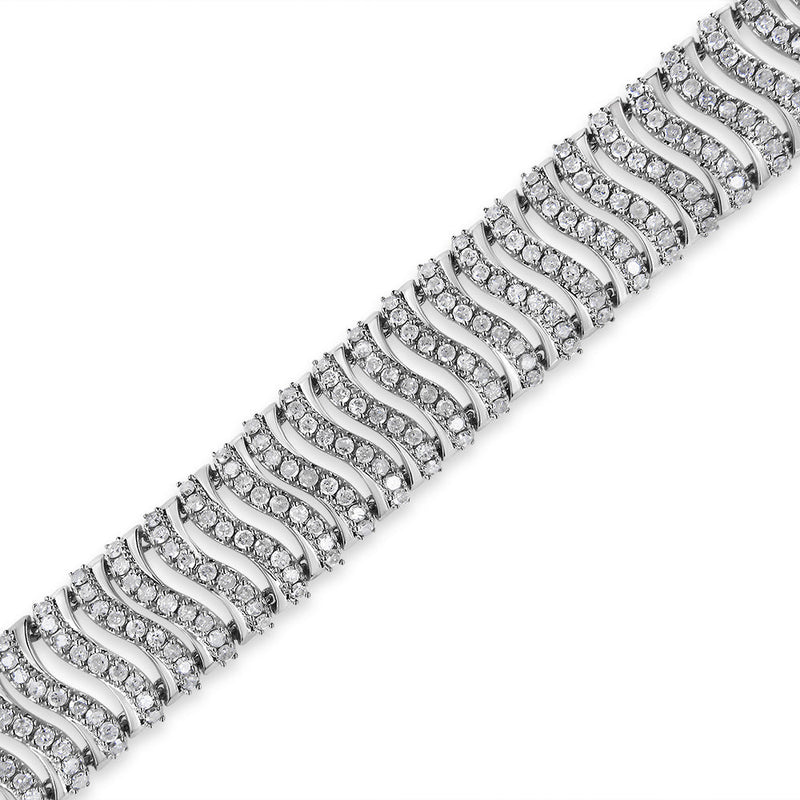 Bids.com .925 Sterling Silver 5.00 Cttw Round-Cut Diamond "S" Link Bracelet (I-J Color, I3 Clarity) - Size 7.25 Bracelets