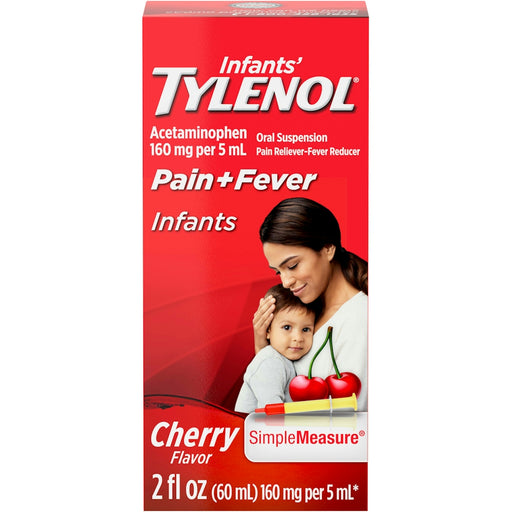 Tylenol Tylenol Infants' Oral Suspension Liquid Medicine With Acetaminophen, Baby Fever Reducer & Pain Reliever For Minor Aches & Pains, Sore Throat, Headache & Toothache, Cherry Flavor, 2 Fl. Oz Health & Beauty