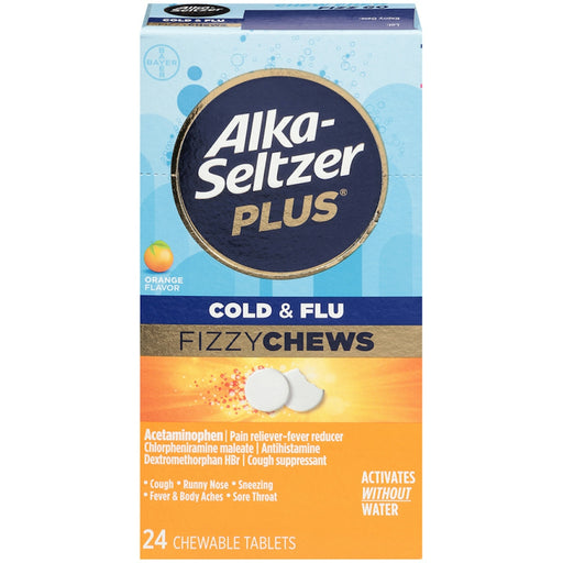 Alka-Seltzer Alka-Seltzer Plus Cold & Flu Fizzy Chews, Orange Flavor (24 Count) Medicine & Drugs