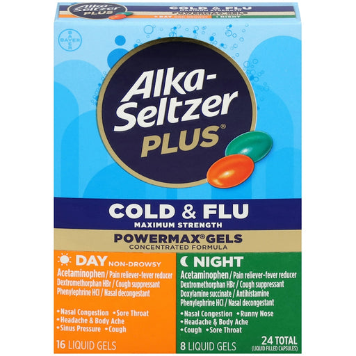 Alka-Seltzer Alka-Seltzer Plus Cold & Flu, Maximum Strength, Day/Night, Liquid Gels Medicine & Drugs