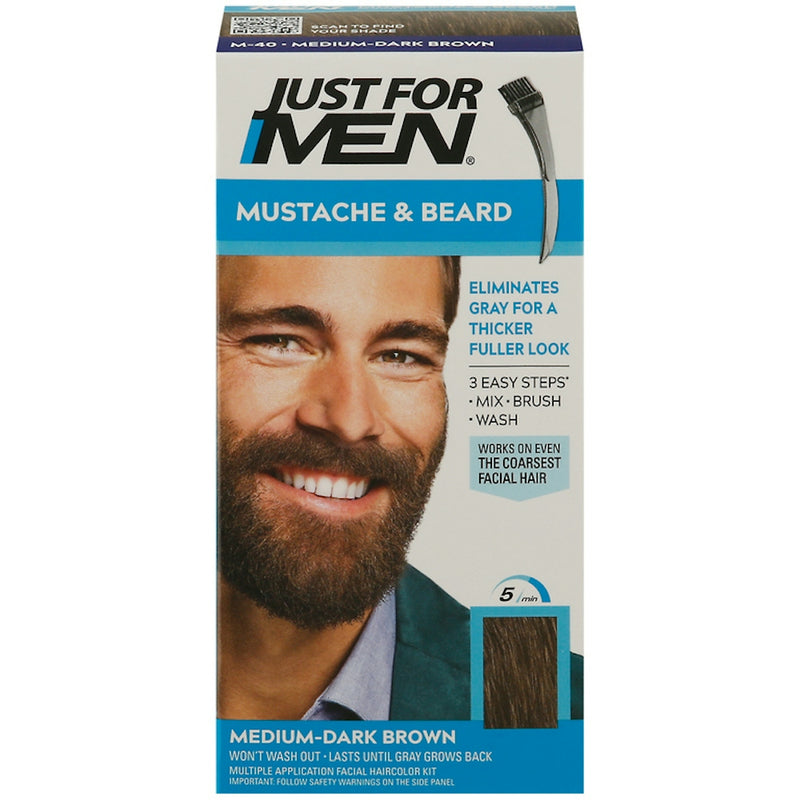 Just For Men Just For Men Brush In Color Gel Mustache, Beard And Sideburns, Medim-Dark Brown - 1 Kit Hair Color
