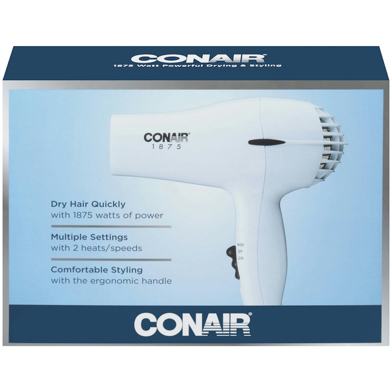 Conair Conair 1875 Watt Mid-Size Styler Hair Dryer, White Hair Dryers Light Gray