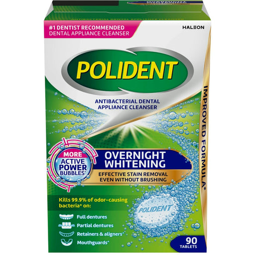 Polident Polident Dental Appliance Cleanser, Antibacterial, Overnight Whitening, Tablets Personal Care