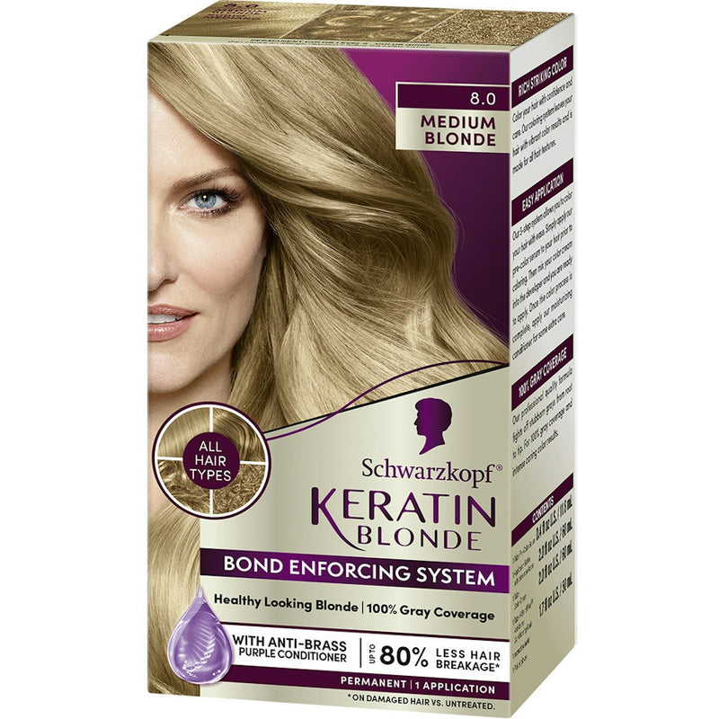Schwarzkopf Schwarzkopf Keratin Color Permanent Hair Color, Medium Blonde 8.0 Hair Color