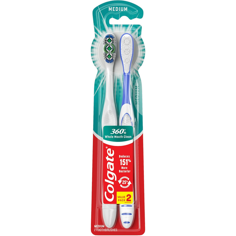 Colgate Colgate 360 Degrees Toothbrushes, Medium, Value Pack Toothbrushes Alice Blue