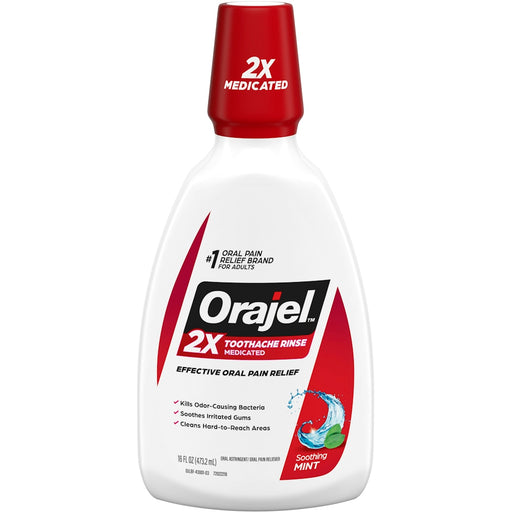 Orajel Orajel Toothache Rinse, Analgesic & Astringent, Soothing Mint, 16 Fl Oz Health & Beauty