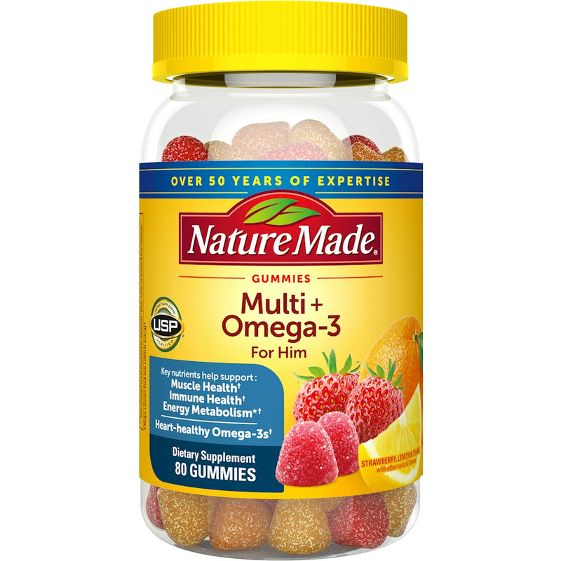 Nature Made Nature Made Multi For Him + Omega-3 Gummies Multivitamin Strawberry, Lemon & Orange Flavors Vitamins & Supplements