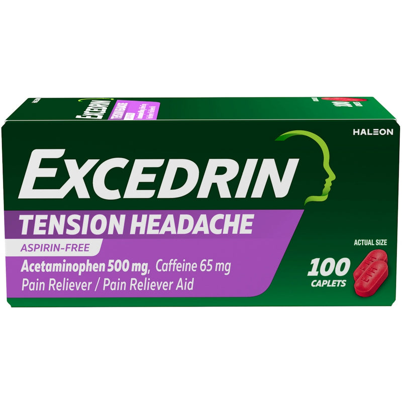 Excedrin Excedrin Tension Headache, Aspirin Free, Acetaminophen And Caffeine 500 Mg/65 Mg, Caplets Health & Beauty