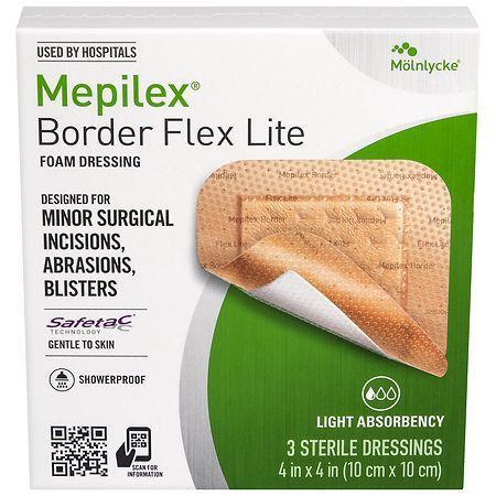 Mepilex Mepilex Border Flex Lite Flexible, All-In-One Silicone Foam Adhesive Dressing 4" First Aid