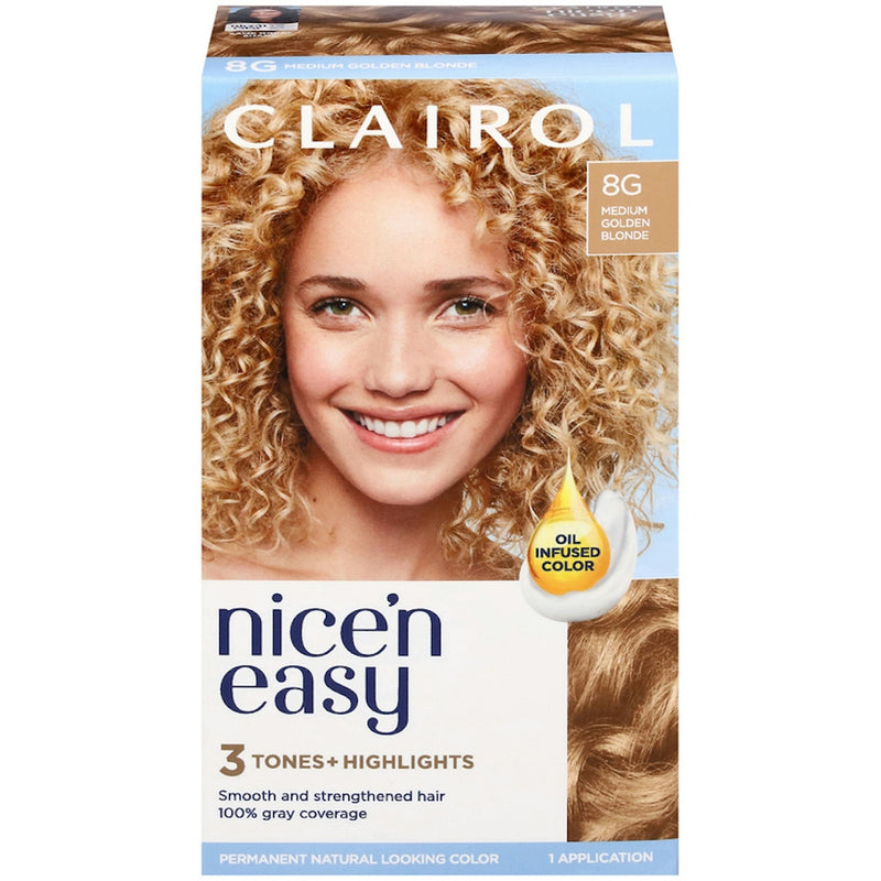 Clairol Clairol Nice N Easy Hair Color, Permanent, Medium Golden Blonde 8G Hair Color White Smoke