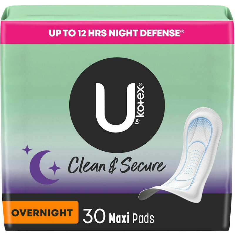 U by Kotex U by Kotex Maxi Pads, Overnight, Clean & Secure Personal Care
