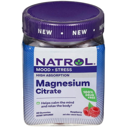 Natrol Natrol Mood & Stress Magnesium Citrate 330mg - Raspberry Flavor Gummies, 60 Count Vitamins & Supplements