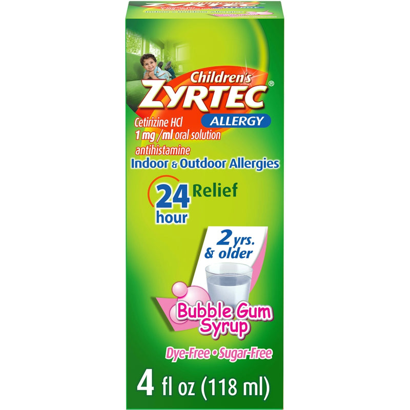 Zyrtec Zyrtec Children's 24 Hour Allergy Relief Syrup Sugar & Dye Free Bubble Gum  4 Oz Health & Beauty