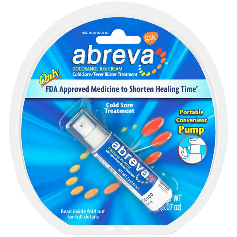 Abreva Abreva Cold Sore/Fever Blister Cream  Pump 0.07 Oz Health & Beauty