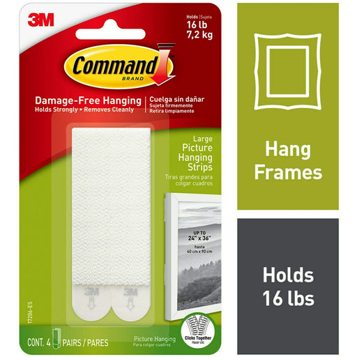 Command Command Large Picture Hanging Strips, White, 6 Pairs (12 Strips) – Damage-Free Hanging, Holds up to 16 lbs Home & Garden