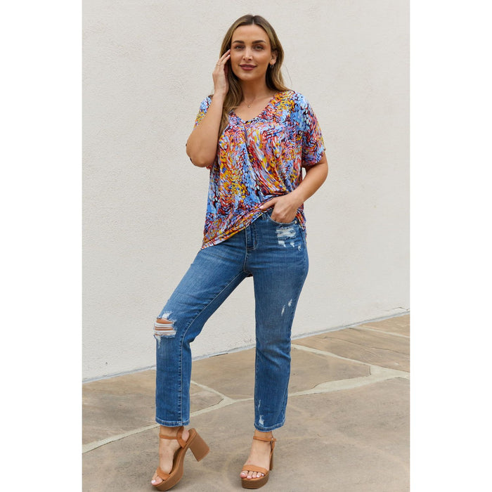 Be Stage Printed Dolman Flowy Top