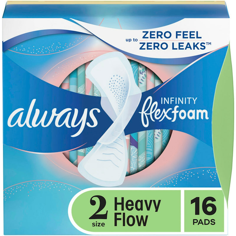 Always Always Infinity FlexFoam Pads For Women Size 2 Heavy Flow Absorbency With Wings Health & Beauty Alice Blue