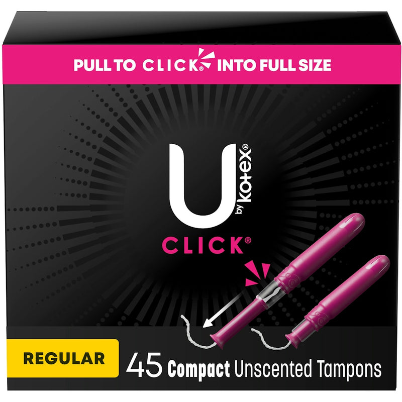 U by Kotex U by Kotex Click Compact Tampons, Regular Absorbency, Unscented, 45 Count Tampons