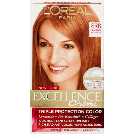 Excellence Excellence L'Oreal Paris Créme Permanent Triple Protection Hair Color, 8RB Medium Reddish Blonde, 1 Kit Hair Color