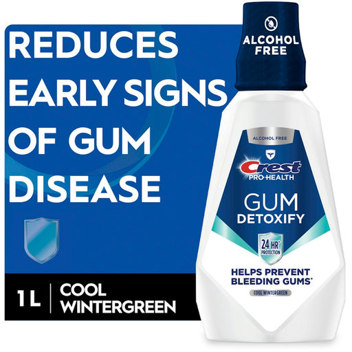 Crest Crest Gum Care Mouthwash, Cool Wintergreen, CPC (cetylpyridinium Chloride) Antigingivitis/Antiplaque Oral Rinse 1L (33.8 Fl Oz) Mouthwash