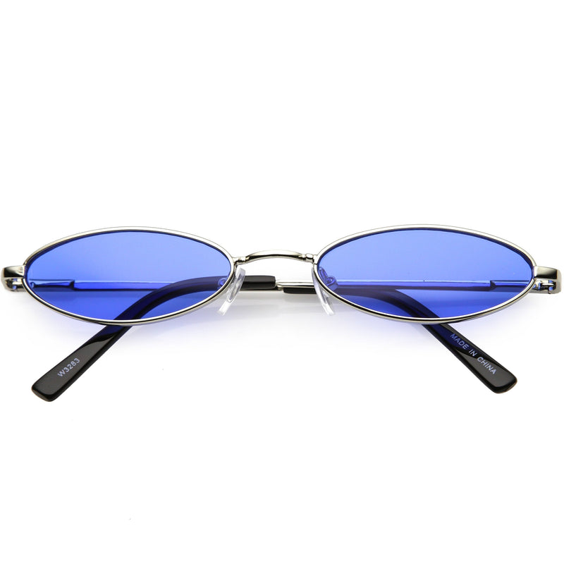 zeroUV Slim Retro Throwback 1990's Color Tone Oval Sunglasses C722 Sunglasses