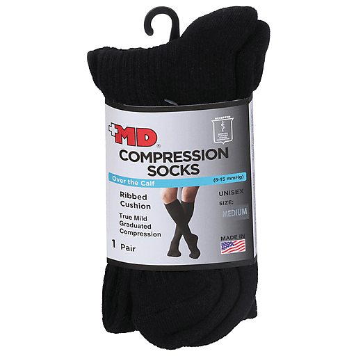 MD MD Md Ribbed Cushion Over The Calf Compression Socks - 1 Pair Socks