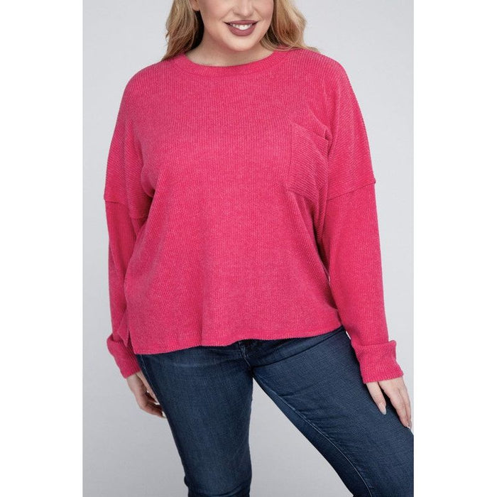 Plus Ribbed Brushed Melange Hacci Sweater