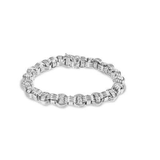 Bids.com 14K White Gold 1/2 Cttw Diamond Knotted Byzantine Link Bracelet (H-I Color, I2-I3 Clarity) - 7" Inches Bracelets