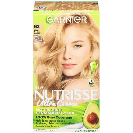 Garnier Nutrisse Garnier Nourishing Hair Color Creme, Permanent, Light Golden Blonde 93 Hair Color