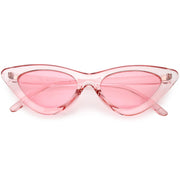 zeroUV Women's Retro 1990's Narrow Flat Color Tone Lens Cat Eye Sunglasses C524 Sunglasses