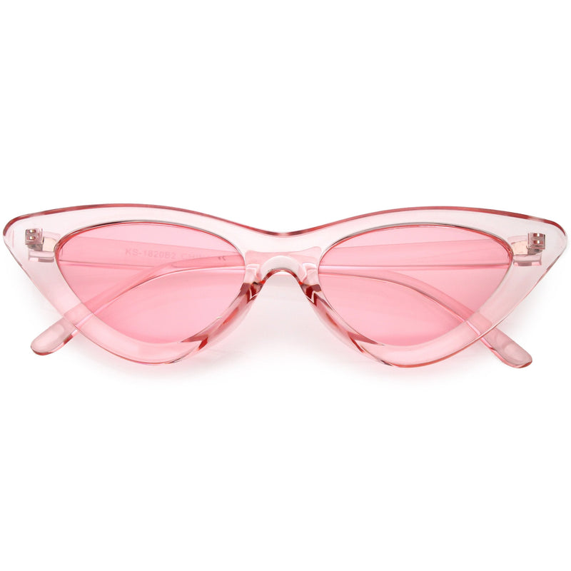 zeroUV Women's Retro 1990's Narrow Flat Color Tone Lens Cat Eye Sunglasses C524 Sunglasses