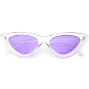 zeroUV Women's Retro 1990's Narrow Flat Color Tone Lens Cat Eye Sunglasses C524 Sunglasses