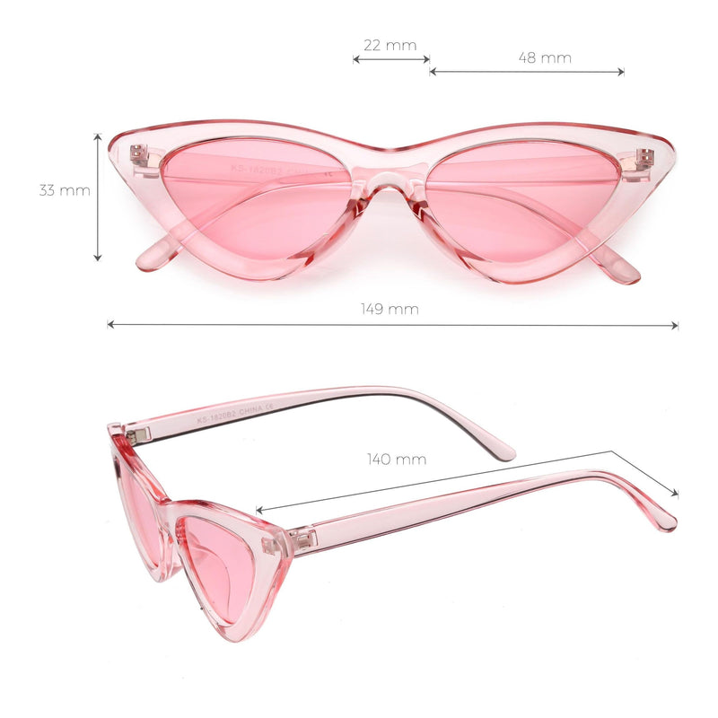 zeroUV Women's Retro 1990's Narrow Flat Color Tone Lens Cat Eye Sunglasses C524 Sunglasses