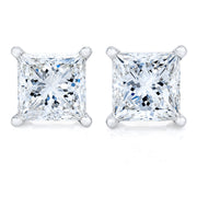 Bids.com AGS Certified 18K White Gold 1.0 Cttw 4-Prong Set Princess-Cut Solitaire Diamond Screw Back Stud Earrings (E-F Color, SI2-I1 Clarity) Earrings