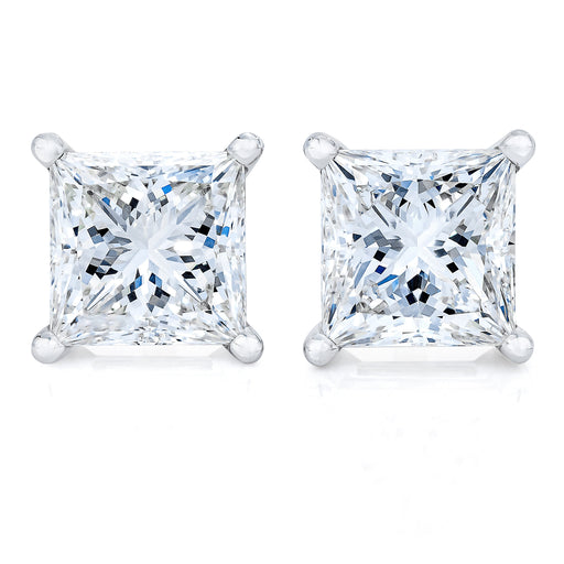Bids.com 14K White Gold 1.00 Cttw Princess-Cut Square Near Colorless Diamond Classic 4-Prong Solitaire Stud Earrings (G-H Color, SI1-SI2 Clarity) Earrings