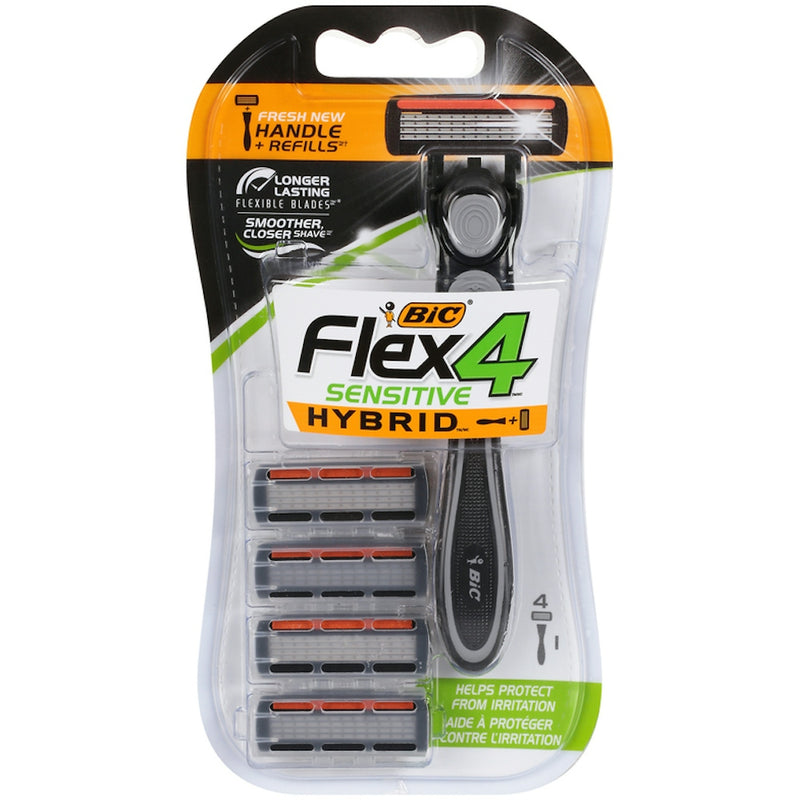 BiC BIC Hybrid 4 Flex Men's Disposable Razor - 1 Handle and 4 Cartridge Refills Shaving & Grooming