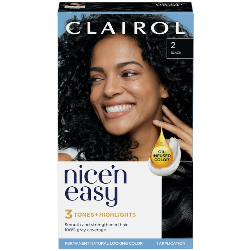 0 Clairol Nice 'N Easy Permanent Hair Color, 2 Black Hair Color