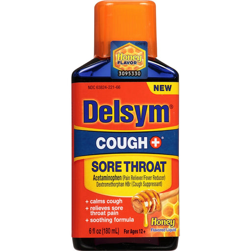 Delsym Delsym Cough + Sore Throat, Honey, Liquid 6 Fl Oz Health & Beauty