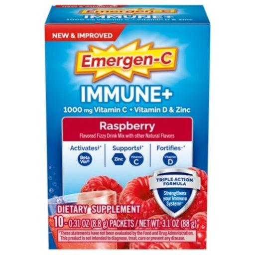 Emergen-C Emergen-C  Immune Support +Fizzy Drink Mix  Raspberry 10Ct Vitamins & Supplements