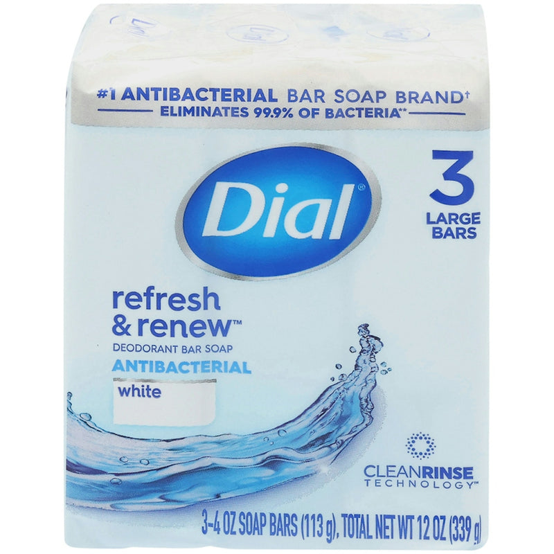 Dial Dial Antibacterial Deodorant Bar Soap, White, 4 oz, 3 Count Bar Soap