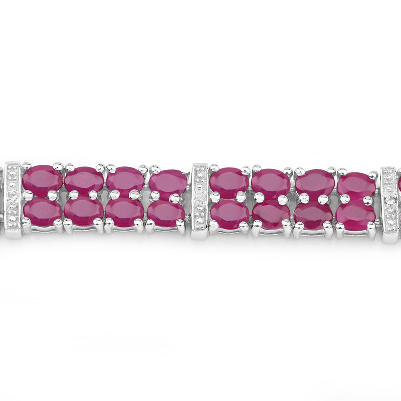 Bids.com 17.65 Carat Glass Filled Ruby and White Topaz .925 Sterling Silver Bracelet Bracelets