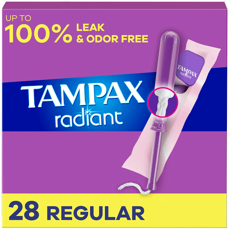 Tampax Tampax Radiant Tampons With Leak Guard Braid, Regular Absorbency, Unscented Tampons