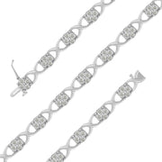 Bids.com Sterling Silver Rose-Cut Diamond Love Locks Link Bracelet (1.00cttw,I-J color,I3-Promo clarity) Bracelets