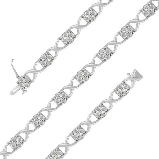 Bids.com Sterling Silver Rose-Cut Diamond Love Locks Link Bracelet (1.00cttw,I-J color,I3-Promo clarity) Bracelets