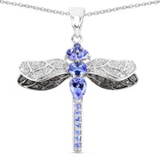 Bids.com 1.93 Carat Genuine Tanzanite and White Topaz .925 Sterling Silver Pendant Pendants