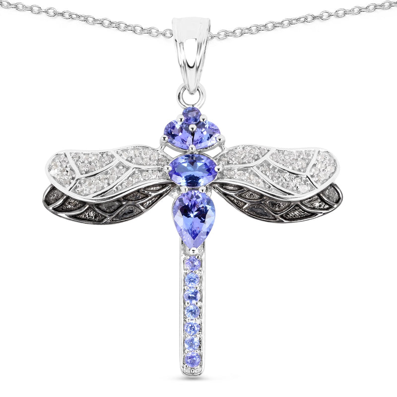 Bids.com 1.93 Carat Genuine Tanzanite and White Topaz .925 Sterling Silver Pendant Pendants
