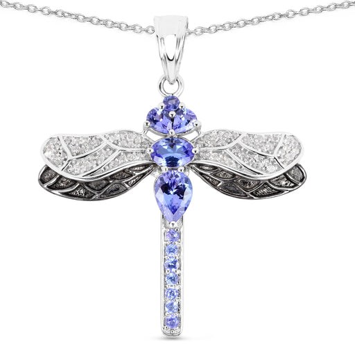 Bids.com 1.93 Carat Genuine Tanzanite and White Topaz .925 Sterling Silver Pendant Pendants