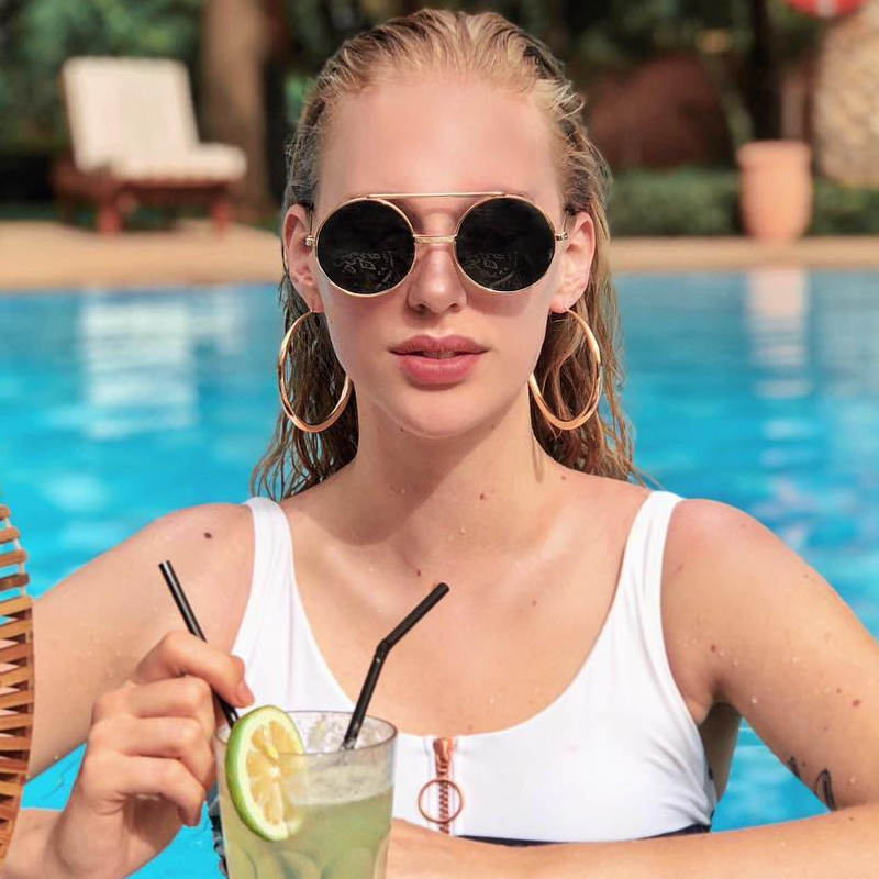 zeroUV Steampunk Vintage Circle Round Flip Up Vintage Sunglasses 8793 Sunglasses