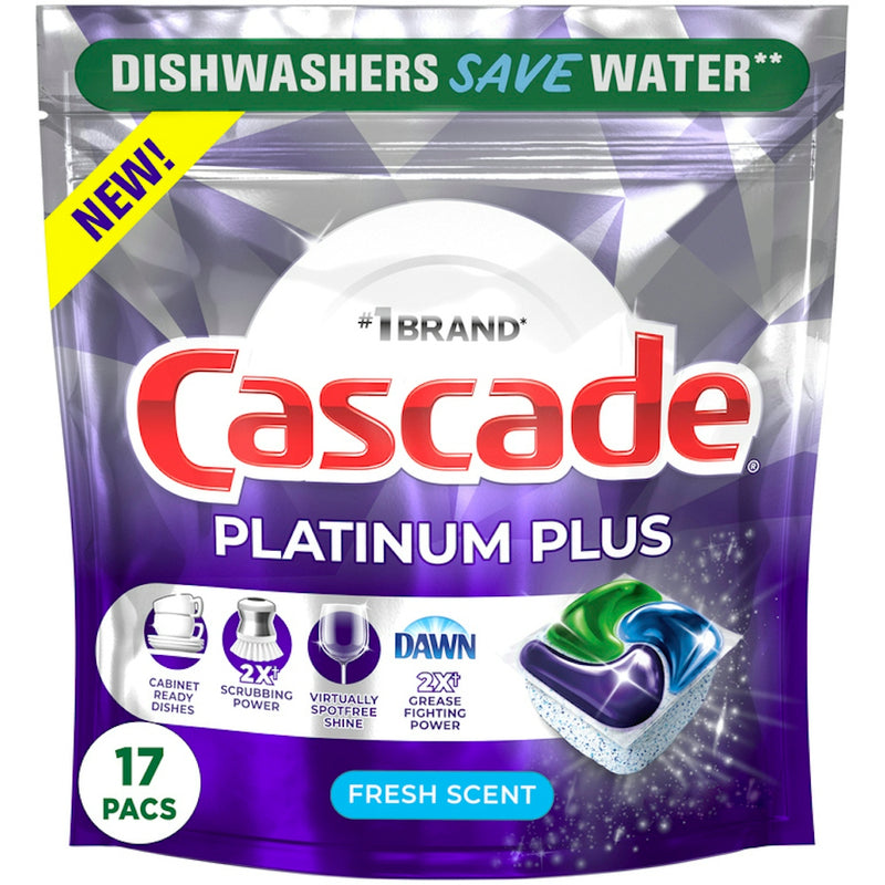 Cascade Cascade Platinum Plus Dishwasher Pods Detergent, Fresh, 17 Count Dish Detergent & Soap White Smoke