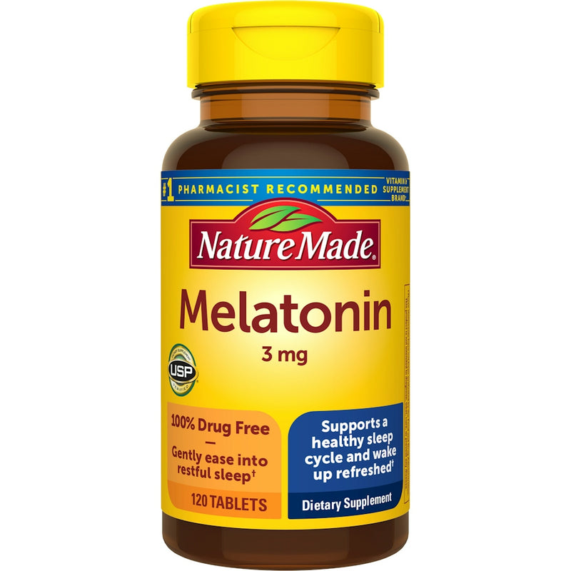 Nature Made Nature Made Melatonin 3 Mg Tablets 100% Drug Free Sleep Aid For Adults Vitamins & Supplements